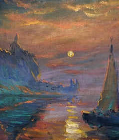 Claude Monet French 1840 - 1926 Oil on Canvas Painting in the Style of Renoir Impressionist Era