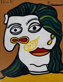Pablo Picasso Spanish 1881-1973 Oil on Canvas Painting in the Style of Dali, Magritte, Chagall &
