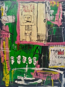 Jean-Michel Basquiat American 1960–1988 Acrylic on Canvas Painting in the Style of Warhol, Pollock