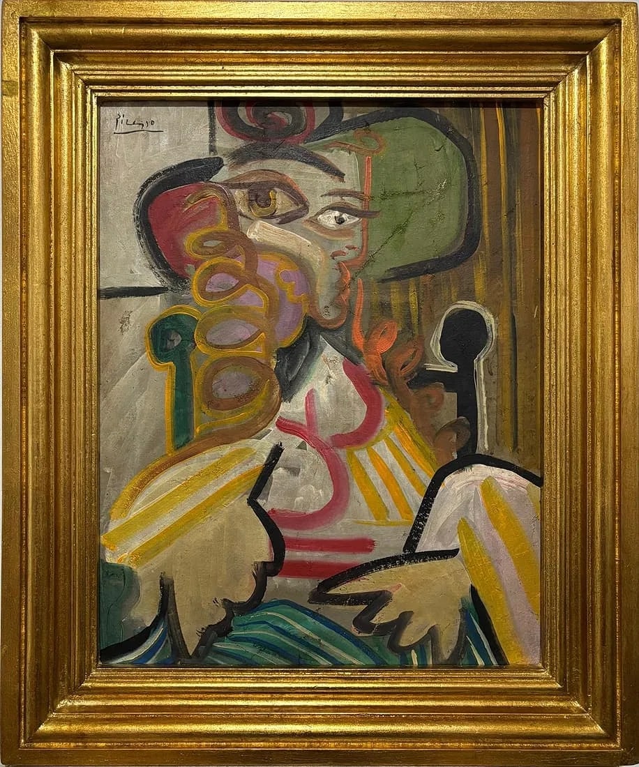 Pablo Picasso Spanish 1881-1973 Oil on Canvas Painting in the Style of.Picasso Era