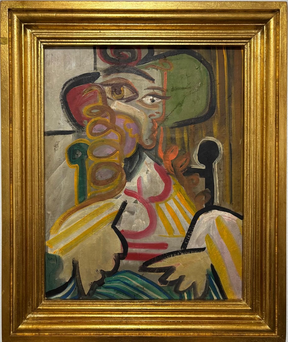 Pablo Picasso Spanish 1881-1973 Oil on Canvas Painting in the Style of.Picasso Era