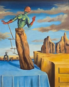 Salvador Dalí Spanish 1904 - 1989 Oil on Canvas Painting in the Style of.Dalí Era