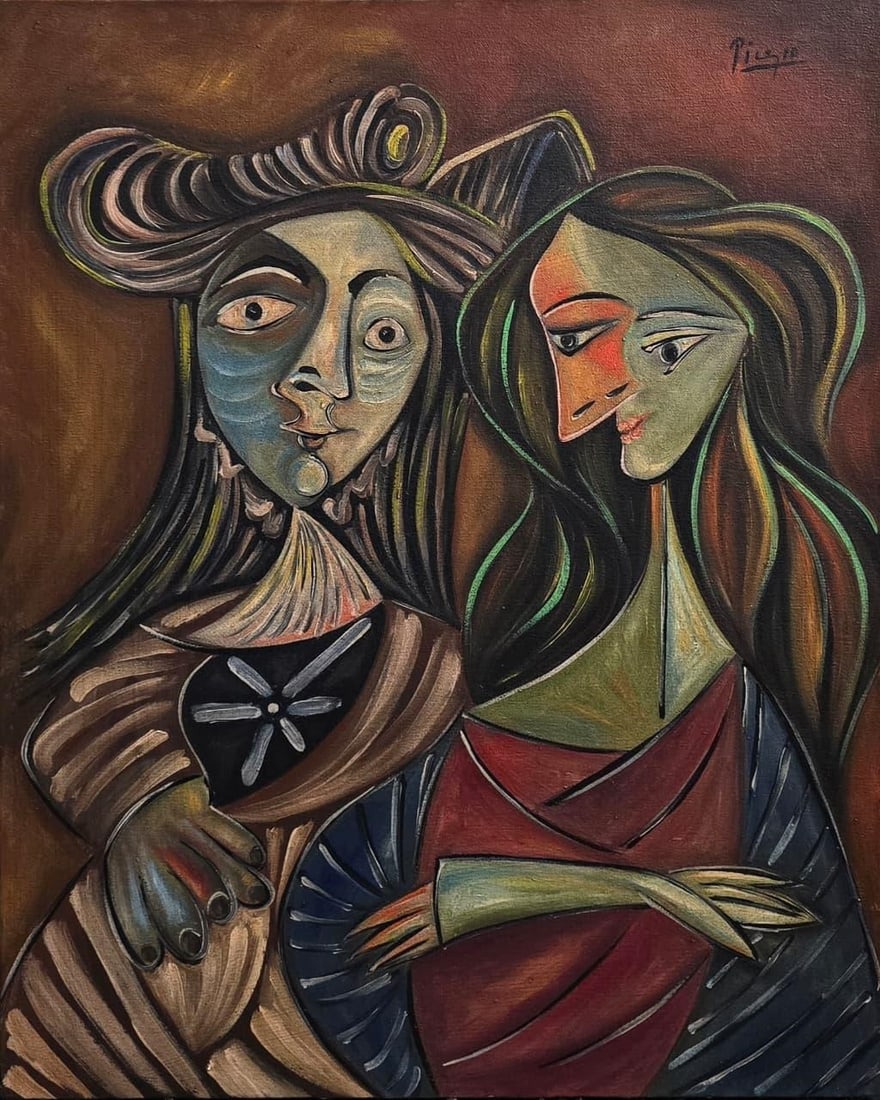 Pablo Picasso Spanish 1881-1973 Oil on Canvas Painting in the Style of.Cubist Era (1 of 6)