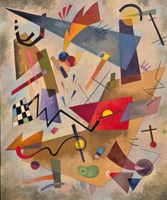 Wassily Kandinsky Russian 1866–1944 Oil on Canvas Painting in the Style of.Kandinsky Era