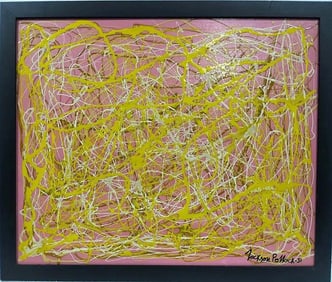 Jackson Pollock American 1912–1956 Oil and Enamel on Canvas Painting in the Style of.Abstract Era