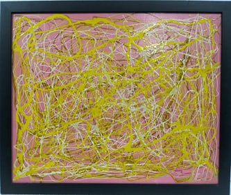 Jackson Pollock American 1912–1956 Oil and Enamel on Canvas Painting in the Style of.Abstract Era