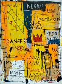Jean-Michel Basquiat American 1960–1988 Acrylic on Canvas Painting in the Style of.Basquiat Era
