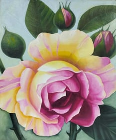 Georgia O’Keeffe American 1887–1986 Oil On Canvas Painting in the Style of.O’Keeffe Era