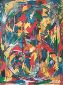 Jasper Johns American (b. 1930) Oil on Canvas Painting in the style of.Johns Abstract Era