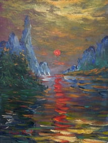 Claude Monet French 1840 - 1926 Oil on Canvas Painting in the Style of.Impressionist Era