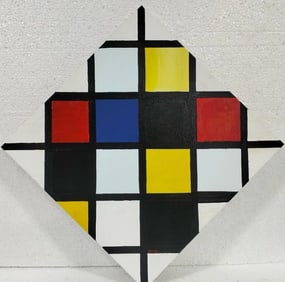 Piet Mondrian Dutch 1872- 1911 Oil on Paper Painting in the Style of.Mondrian Era