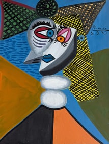 Pablo Picasso Spanish 1881-1973 Oil on Canvas Painting in the Style of.Picasso Era