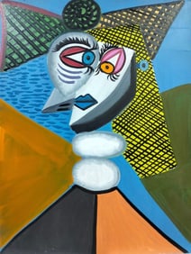 Pablo Picasso Spanish 1881-1973 Oil on Canvas Painting in the Style of.Picasso Era