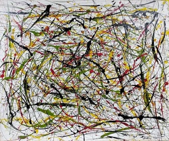 Jackson Pollock American 1912–1956 Oil on Canvas Painting in the Style of.Pollock Era
