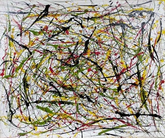 Jackson Pollock American 1912–1956 Oil on Canvas Painting in the Style of.Pollock Era