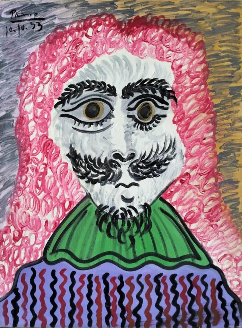 Pablo Picasso Spanish 1881-1973 Oil on Canvas Painting in the Style of.Picasso Era (1 of 7)