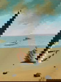 Salvador Dali Spanish 1904 - 1989 Oil on Canvas Painting in the Style of.Surrealism Era