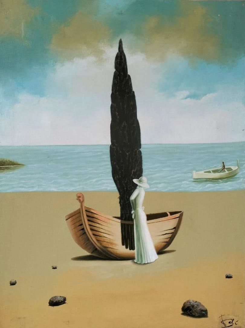 Salvador Dali Spanish 1904 - 1989 Oil on Canvas Painting in the Style of.Surrealism Era (1 of 5)