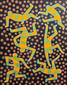 Keith Haring American 1958 - 1990 Pen on Paper Painting In The Style of.Pop Art Era
