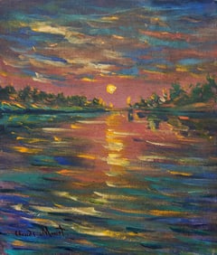 Claude Monet French 1840 - 1926 Oil on Canvas Painting in the Style of.Monet Era