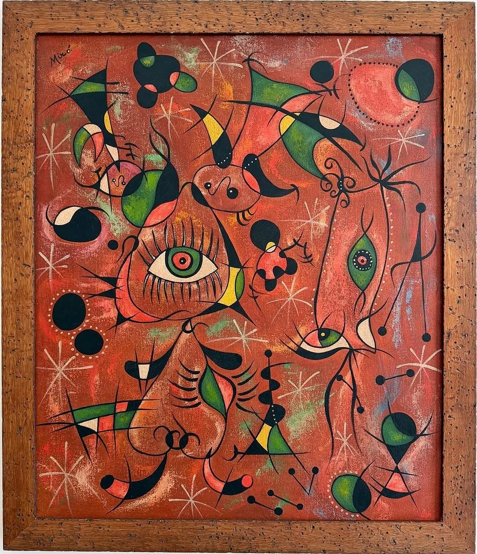 Joan Miró Spanish 1893–1983 Oil on Canvas Painting in the Style of.Miró Era (1 of 6)