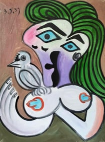 Pablo Picasso Spanish 1881-1973 Oil on Canvas Painting in the Style of.Cubist Era