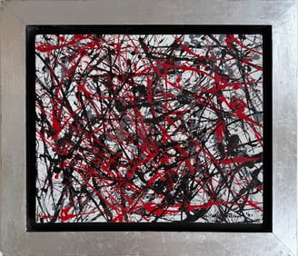 Jackson Pollock American 1912–1956 Enamel on Canvas Painting in the Style of.Pollock Era