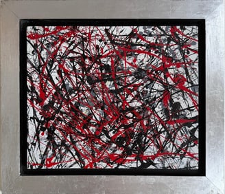 Jackson Pollock American 1912–1956 Enamel on Canvas Painting in the Style of.Pollock Era