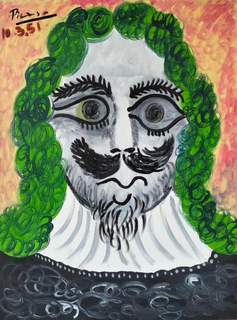 Pablo Picasso Spanish 1881-1973 Oil on Canvas Painting in the Style of.Picasso Era (1 of 7)