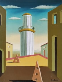 Giorgio de Chirico Italian 1888-1978 Oil on Canvas Painting in the Style of.Surrealism Era