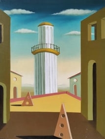 Giorgio de Chirico Italian 1888-1978 Oil on Canvas Painting in the Style of.Surrealism Era