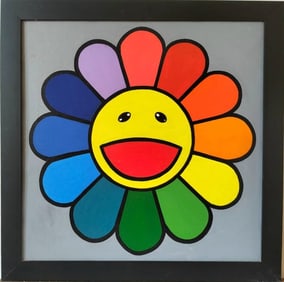 Takashi Murakami Japanese (b.1962) Acrylic on Canvas Painting in the Style of.Murakami Era