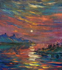 Claude Monet French 1840 - 1926 Oil on Canvas Painting in the Style of.Impressionist Era