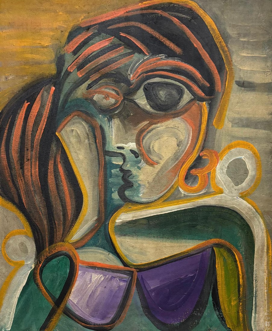 Pablo Picasso Spanish 1881-1973 Oil on Canvas Painting in the Style of.Picasso