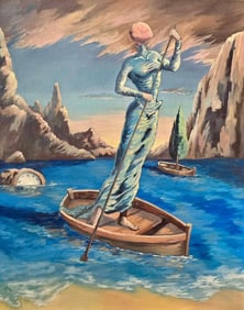 Salvador Dalí Spanish 1904 - 1989 Oil on Canvas Painting in the Style of.Dalí