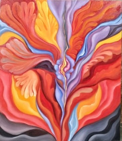 Georgia O’Keeffe American 1887–1986 Oil On Canvas Painting in the Style of.O’Keeffe