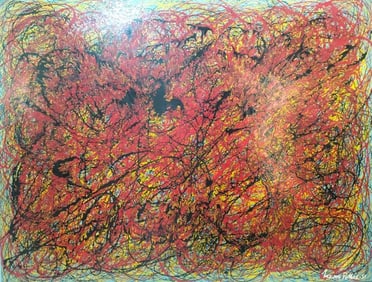 Jackson Pollock American 1912–1956 Oil on Canvas Painting in the Style of.Pollock