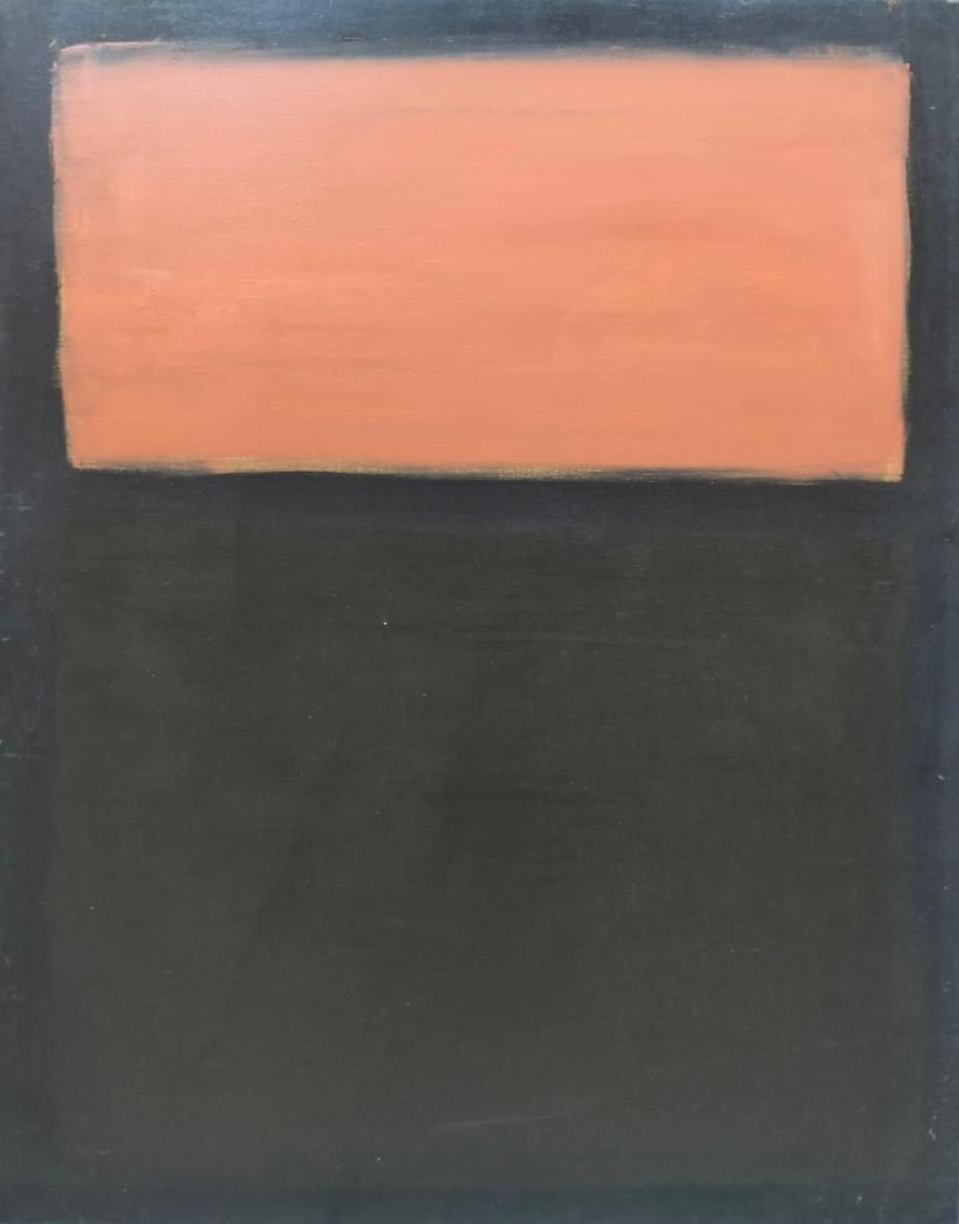 Mark Rothko American 1903 - 1970 Oil on Canvas Painting in the Style of.Rothko: Title: Meditation in Two Voices Technique: Oil on Canvas Measures: 45 x 34 inches Year: 1954 Condition: The surface appears stable with no visible tears or losses; light abrasions and faint surface sc