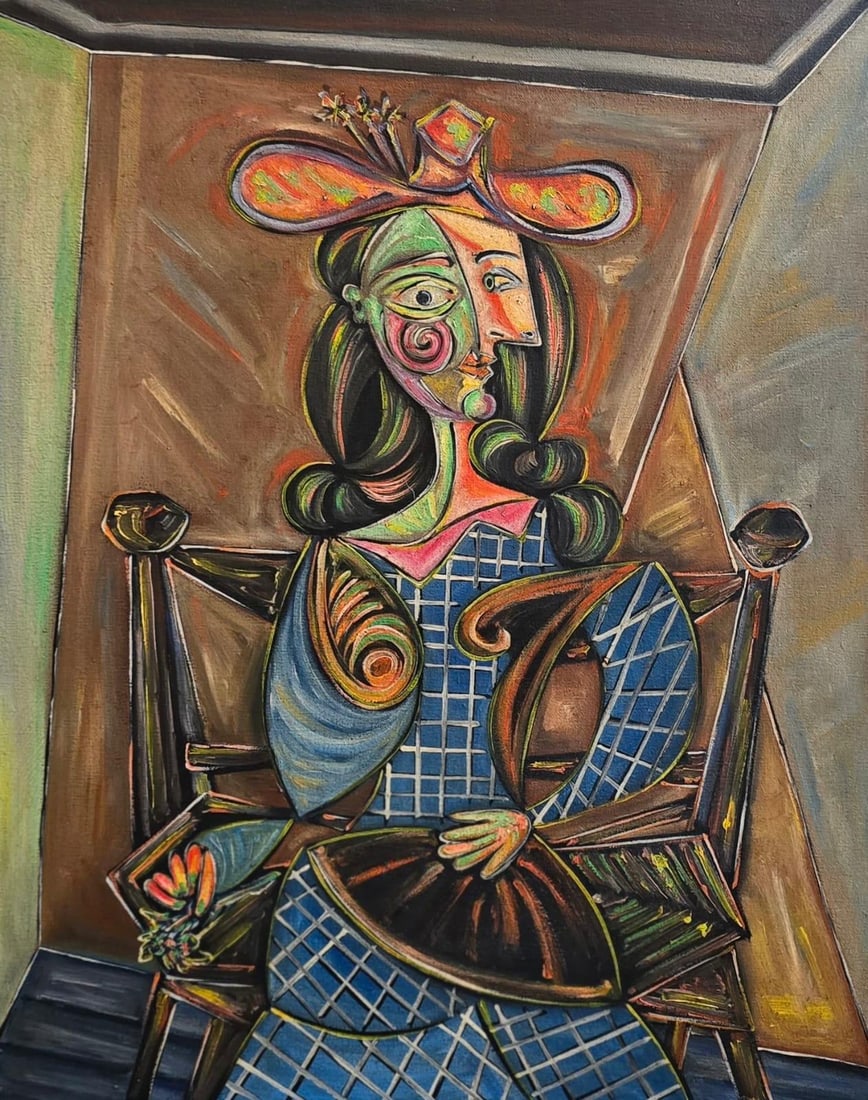 Pablo Picasso Spanish 1881-1973 Oil on Canvas Painting in the Style of.Picasso (1 of 7)