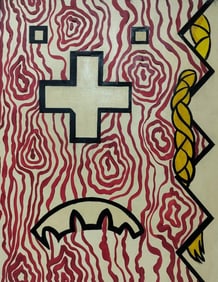 Roy Lichtenstein American 1923-1997 Oil on Canvas Painting in the Style of.Lichtenstein