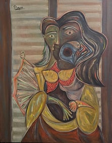 Pablo Picasso Spanish 1881-1973 Oil on Canvas Painting in the Style of.Picasso