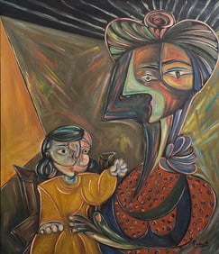 Pablo Picasso Spanish 1881-1973 Oil on Canvas Painting in the Style of.Picasso