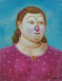 Fernando Botero Colombian 1932-2023 Oil on Canvas Painting in the Style of.Botero