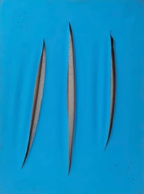 Lucio Fontana Argentine 1899-1968 Oil on Canvas Painting in the Style of.Fontana