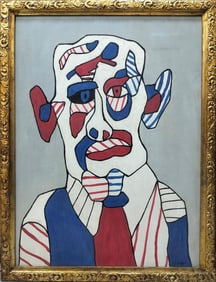 Jean Dubuffet French 1901 - 1985 Oil on Canvas Painting in the Style of.Dubuffet