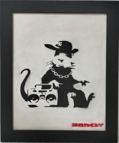 Banksy British (b.1974) Oil and Stencil on Canvas Painting in the Style of.Banksy
