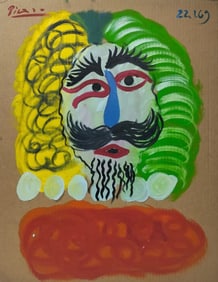 Pablo Picasso Spanish 1881-1973 Oil and Ripolin on Cardboard Painting in the Style of.Picasso