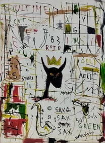 Jean-Michel Basquiat American 1960–1988 Acrylic on Canvas Painting in the Style of.Basquiat