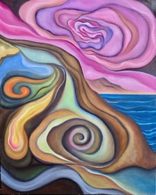 Georgia O’Keeffe American 1887–1986 Oil On Canvas Painting in the Style of.O’Keeffe