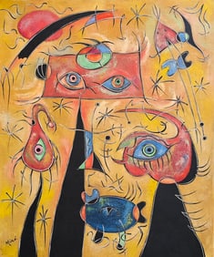 Joan Miró Spanish 1893 - 1983 Oil on Canvas in the Style of.Miró